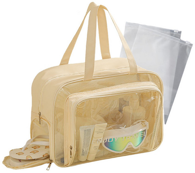 도소 분리수납 수영가방 +지퍼백 신발수납 가능한 물놀이가방 투명 방수 비치백 대용량 샤워백