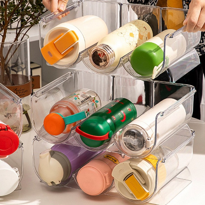 1+1 적층식 텀블러 정리함 와인 수납함 보온병 거치대 물병 정리대, 2개, 1.투명_1구