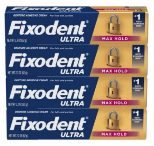 Fixodent 픽소덴트 울트라 의치 접합제 62g, 4개