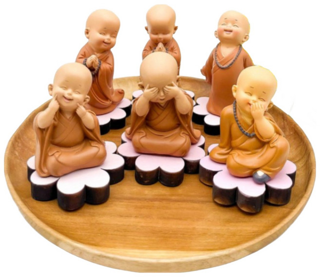 가지와나무 인형 장식품 귀여운 6종 나만의 행운소품 동자승, 앉아있는 눈가린동자승