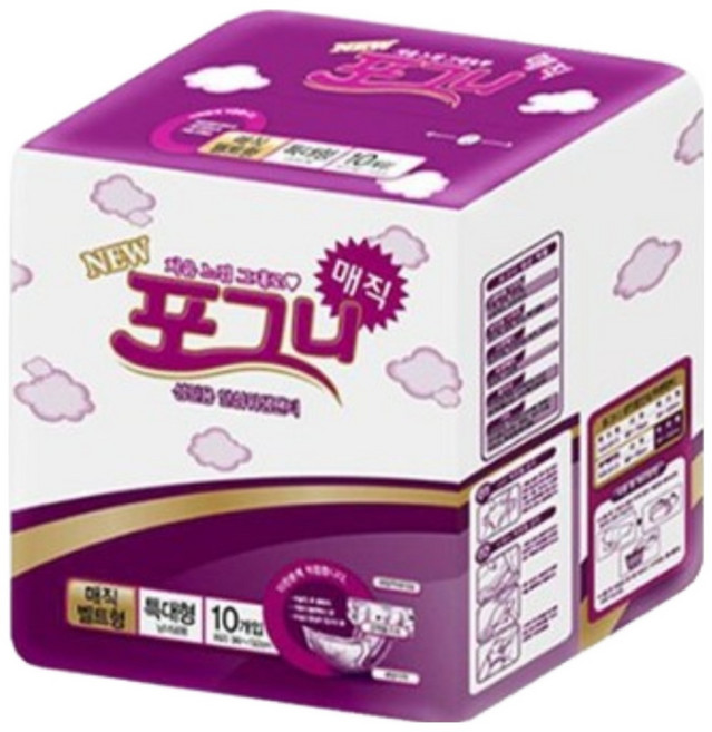 포그니기저귀 성인용와이드매직특대형 10매 통기성 남녀공용 매직테이프형 치매어르신, 특대형, 10개입, 4개