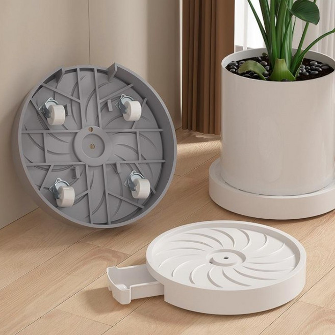 우이지아 자동물빠짐 안전바퀴 화분받침대, 1개, 화이트