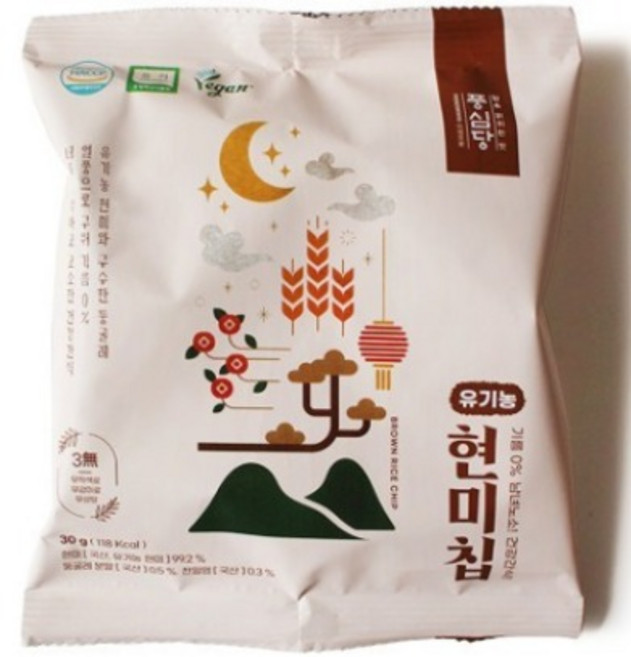 풍심당 열풍칩 유기농 현미칩 쌀과자 저당 과자 건강간식 회사 간식, 30g, 3개