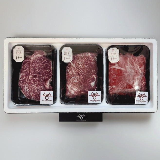 더누렁소 투뿔 1++ 한우 정성 실속 선물세트 3종 (알등심+양지+불고기) 추석 명절 가성비 가정용 총 1.1kg, 1개