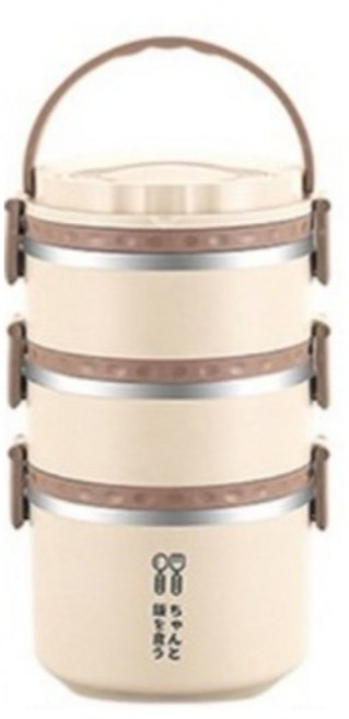 MEMEU 304 스테인리스 3단 보온 도시락 YDS-116, 1개, 화이트