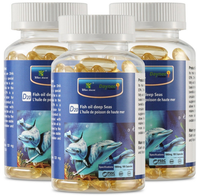 피쉬오일 오메가3 EPA & DHA 비타민E Omega-3 올인원 함유 비린내 없는 장용성캡슐, 3개, 100회분
