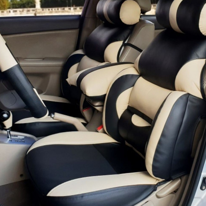 봉고 포터 화물차 스타렉스 카니발 가죽 리무진 시트 커버 국내산 특허제품 전차종 가능 사계절용, L2 베이지_블랙(운전석), 1개