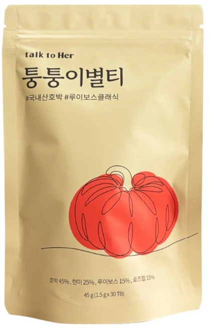 톡투허 퉁퉁이별티 임산부 선물 호박차 루이보스 현미차, 1.5g, 30개입, 1개 - 쿠팡