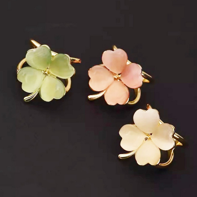 1p/2p 자개 크로바 스카프 링 비즈 고리 홀더 클립 버클 장식