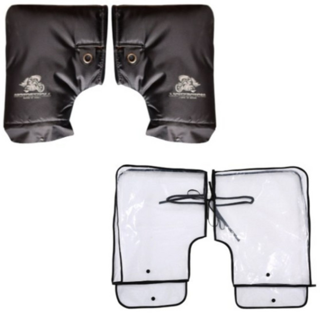 오유핏 오토바이 핸들 방한 토시 방수커버 포함, 블랙