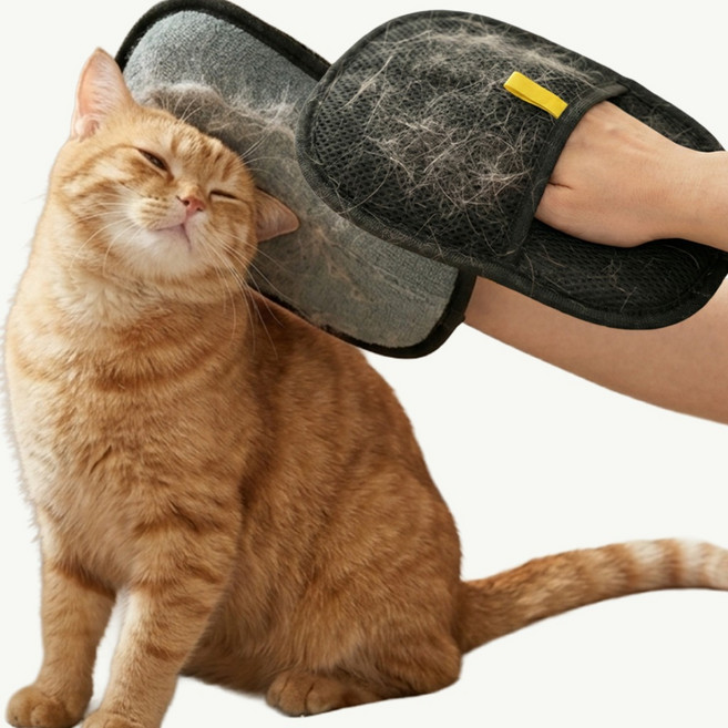 포포 고양이 강아지 털제거 장갑 펫 글러브 정전기 브러쉬 반려동물 그루밍, 1개, 블랙