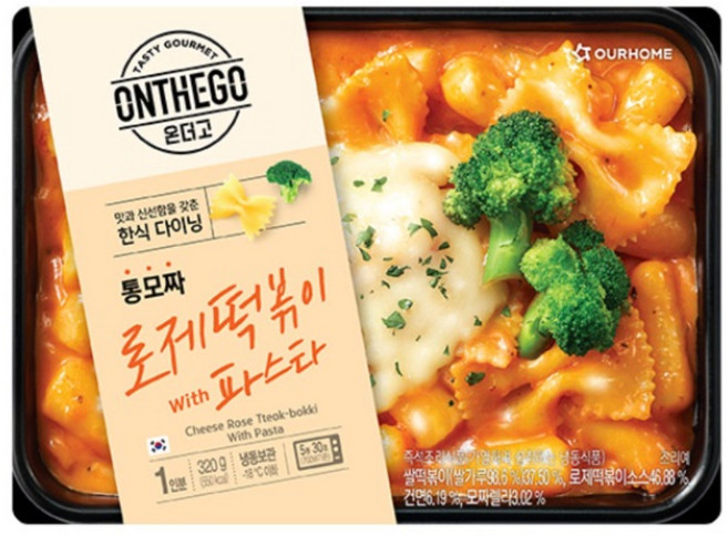 아워홈 아워홈 온더고 통모짜 로제 떡볶이 with 파스타 320g x 4팩, 4개