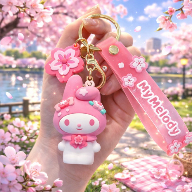 펫더월드 산리오 벗꽃 키링 마이멜로디, 1개