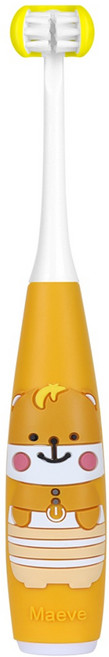 메이브 한번에 3면 양치 새로운 어린이 전동칫솔, 옐로우