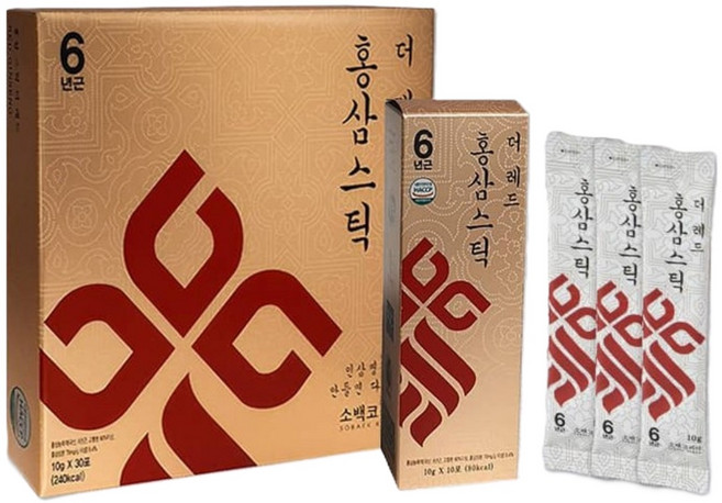 [소백코리아] 홍삼스틱 더레드30포 (쇼핑백 포함), 1개, 단품