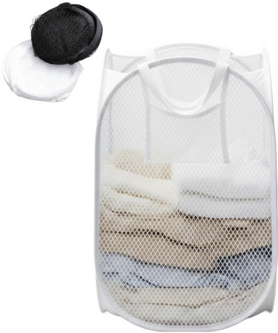 모브닛 초경량 접이식 메쉬 빨래바구니, 화이트