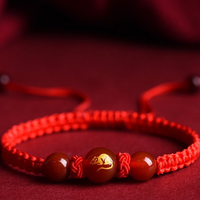 12지신 띠별 행운 매듭 생일 선물 마노 팔찌 H-2023