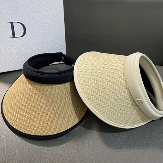 밀크린 여성 UV 자외선 차단 썬캡 라탄 여름 모자 2종 세트