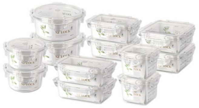 엔에프락 트라이탄 밀폐용기 반찬세트 12P, 1세트, 12종