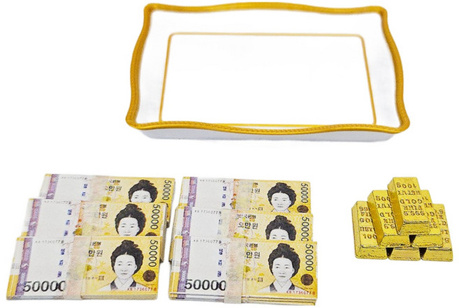 마마캣츠 골드바 지폐 미니어처 세트 노잣돈 돈다발 금괴 납골당 꾸미기 추모 장식품, 금괴 돈다발세트, 1개