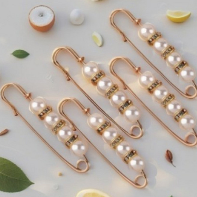 쥬커머스 예쁜 허리 조절 클립 브로치 옷핀, 5개, 화이트