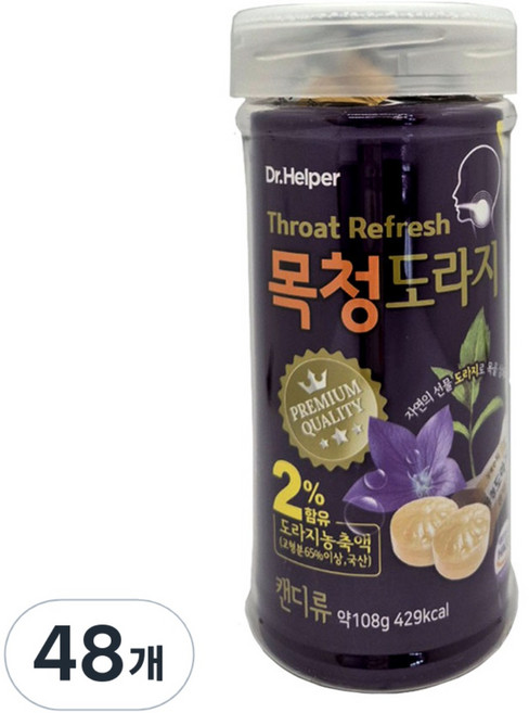 목청 도라지 24정 목캔디 건강사탕 목에좋은캔디, 48개, 108g