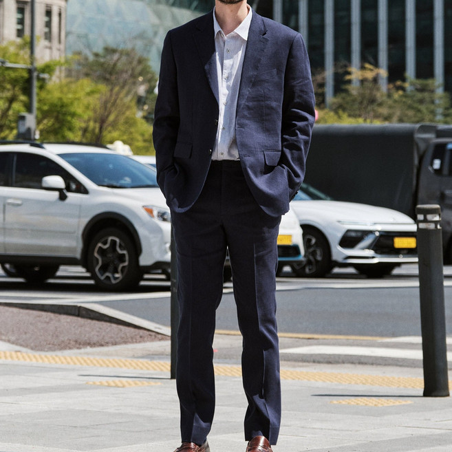 [STCO] 남성 ITALY FABIO 린넨&울 수트 세트 클래식핏 네이비