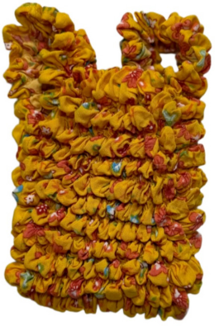 쉬어가게 휴대용 요술 주름 장바구니, 1개, 노란 꽃무늬