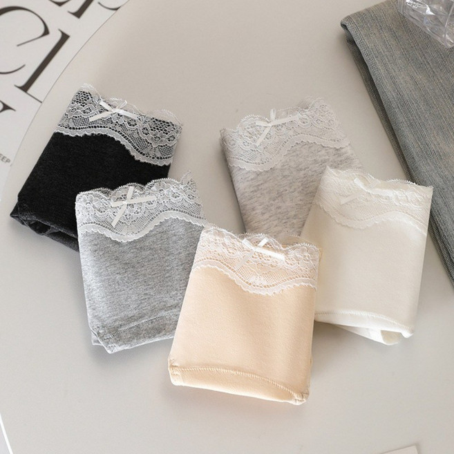 IEDUOS여성 여 주니어 레이스 미디 면팬티 10종 세트 여학생 코튼 요일 삼각팬티