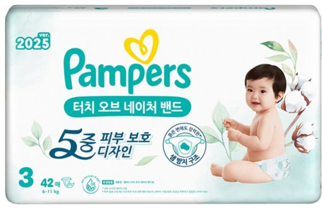 팸퍼스 터치 오브 네이처 밴드형 기저귀 아동공용, 3단계, 84매