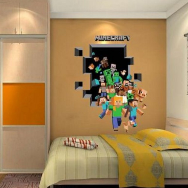 마인크래프트 3D 입체 데코 포인트 벽장식 스티커 50X70, A타입
