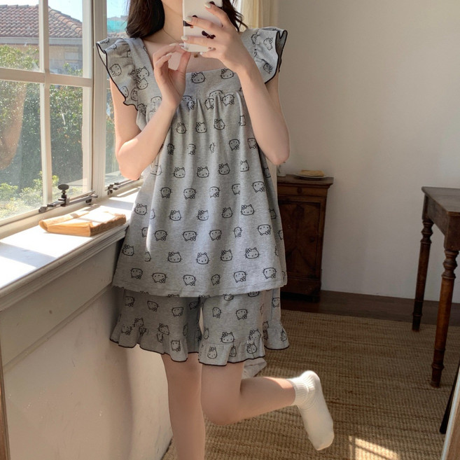 시스슈 여성 프릴 파자마 세트 나시잠옷 브라캡 내장