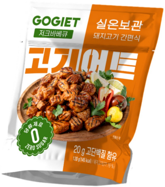 [고기어트] 바로먹는 실온보관 돼지고기 간편식 매콤한 저크바베큐 단백질 식단 150kcal, 35개, 120g