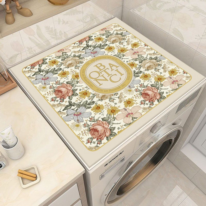 리빙코어 세탁기 방수 매트 건조기 드럼세탁기 방수 커버 덮개 매트 냉장고 상단 방진패드 1+1, 4.화이트가든