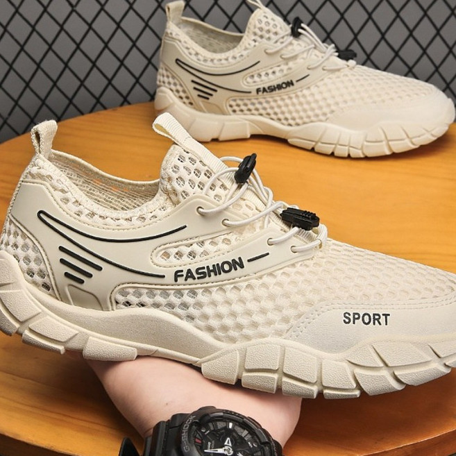 여름 남성 메쉬 통기성 운동화 미끄럼 방지 캐주얼 운동화 패션 구멍 신발