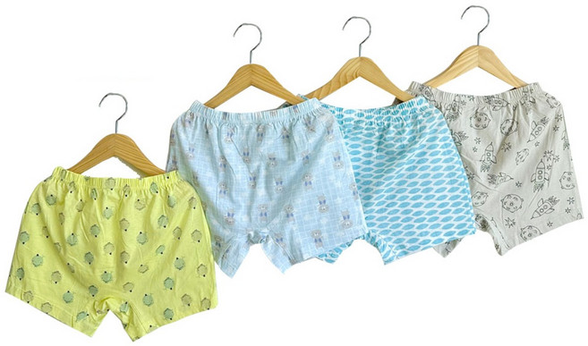 올챙이 무형광 국산순면100% 4P세트 남아용 사각팬티 아동 트렁크 유아 주니어 초등학생