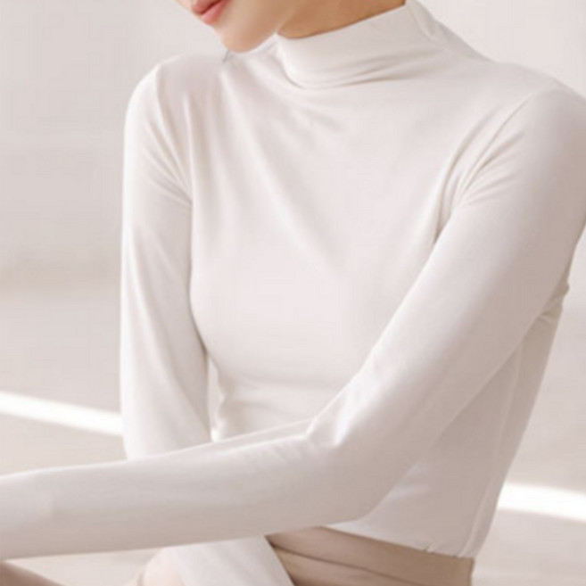 MS HOME 여성 모달 반목 폴라 이너 티셔츠 긴팔