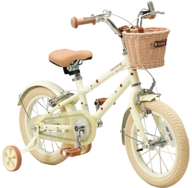 나리몽 키즈 아동 어린이 유아 네발 자전거 14인치 16인치, 베이지, 100cm, 1개