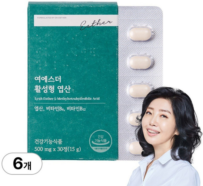 [본사직영] 여에스더 활성형 엽산 (국내 특허 보유 5-MTHF) 국민영양 프로젝트, 30정, 6개