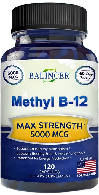 메틸코발라민(메틸 B-12)이 함유된 비타민 B12-5000 MCG 보충제 - 최대 강도의 비타민 B 12 지원으로 자연 에너지를 강화하고 뇌와 심장 기능에 도움이 됩니다., 120캡슐-3병, 120정 - 쿠팡