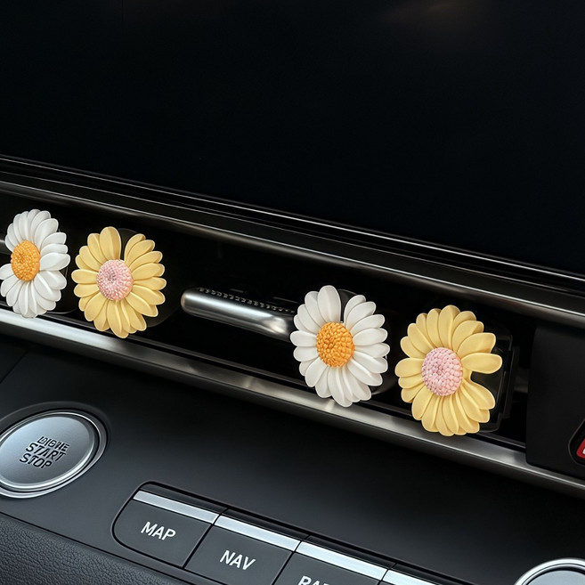 비와이 데이지 차량용 송풍구 클립 2개입, 1세트, 옐로우