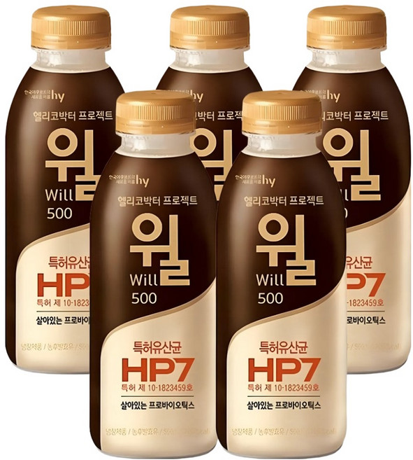 에치와이 헬리코박터 프로젝트 윌 오리지널 에코, 500ml, 5개
