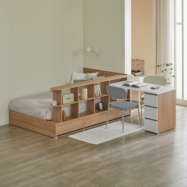 파로마 큐브B 책상 책장선반 파티션 수납침대 학생침대 풀세트 SS 프레임만, 오크, 책상형 B02