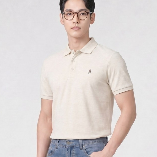 올젠 솔리드 카라티셔츠 반팔 베이지 ZPF2TT1804