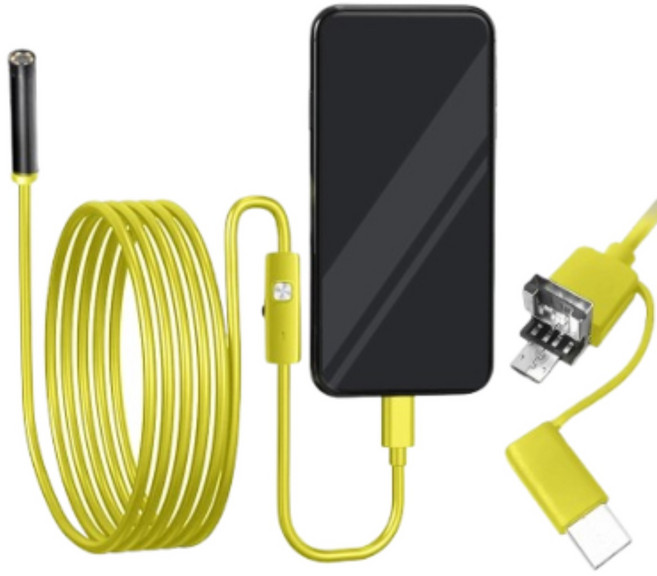 스마트폰 내시경카메라 강선, 1개, 스마트폰 내시경 카메라 강선 옐로우 1M