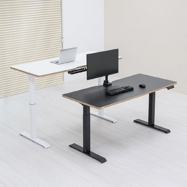 핏쳐 고강도 듀얼 스퀘어 프레임 전동식 모션데스크 E2, 블랙, 1200mm, 화이트