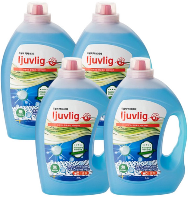 고농축 알칼리 세탁세제 항균 빨래 쉰냄새 알칼리세제 액체세제, 4개, 3L