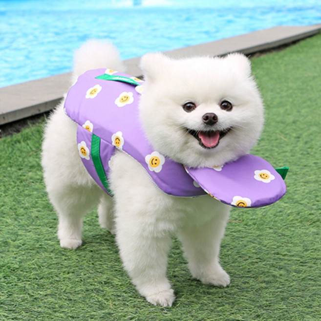 이츠독 반려동물 아이스 팝핑 구명조끼, 퍼플데이지, 1개