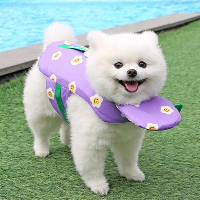 이츠독 반려동물 아이스 팝핑 구명조끼, 퍼플데이지, 1개