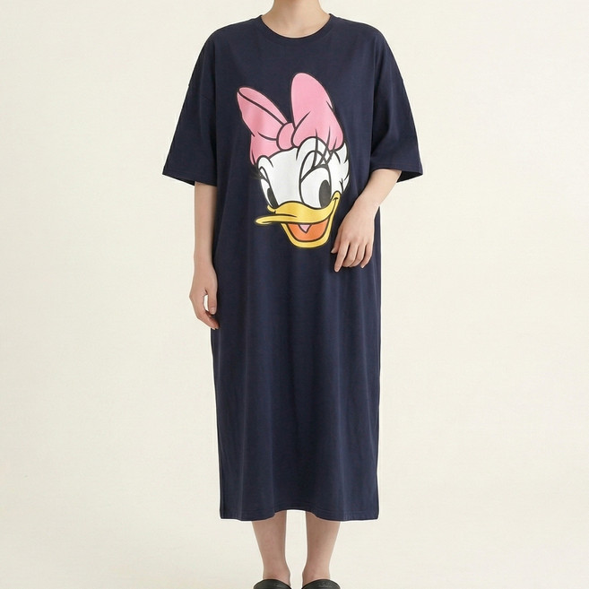 디즈니 얼큰이원피스 빅사이즈 미키마우스 홈웨어 반팔원피스